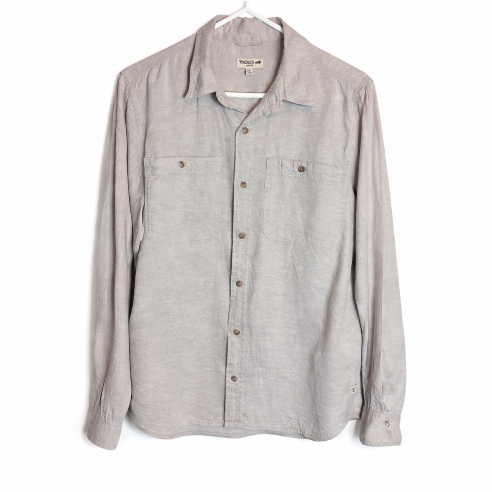 Toad&Co Taj Hemp Long Sleeve Button Up Shirt Men's Slim Fit, Medium